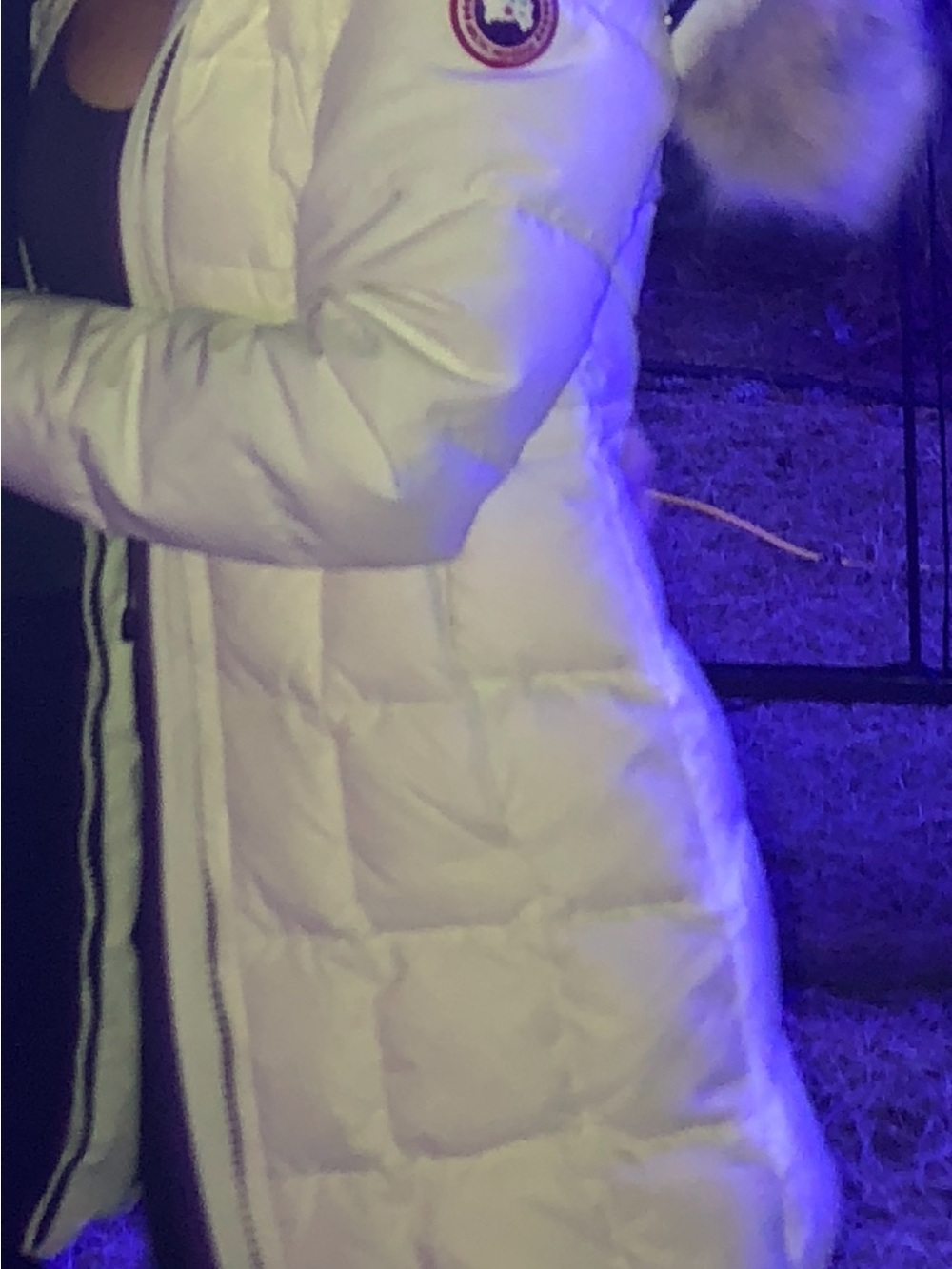 Canada Goose White Women's Long Quilted Down Parka with Fur-Trim Hood